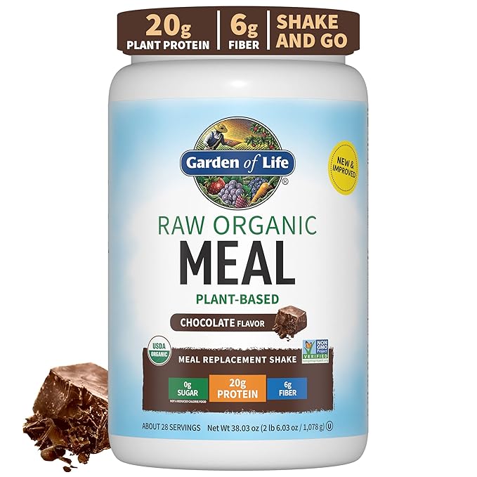 Garden of Life Meal Replacement Shakes, Raw Organic, Chocolate Protein Powder with Plant Based Pea