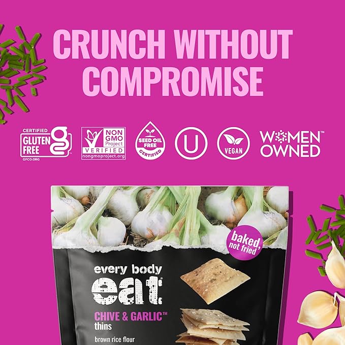Every Body Eat Snack Thins, Allergen Friendly, Vegan, Gluten Free and Dairy Free (2 Count, Chive &