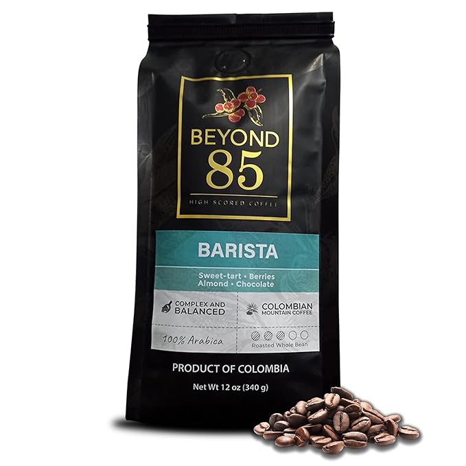 Beyond 85 Barista Colombian Coffee ??Espresso - 340g Whole Bean Dark Roast ??Bold & Smooth Beans