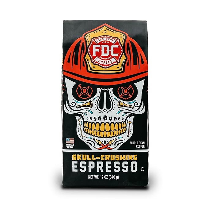 Fire Department Coffee - Gives Back to Firefighters - Full-Bodied & Bold Skull Crushing Espresso
