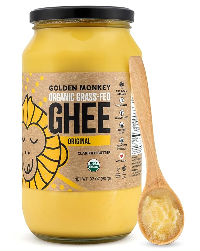 GOLDEN MONKEY Organic Ghee Butter ??Grass Fed Clarified Butter for Cooking, Baking, Keto & Gut