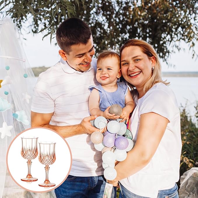 XUWAIDSGN 24 Pcs 7oz Plastic Vintage Wine Glasses Drinking Glasses Unbreakable Wedding Glassware