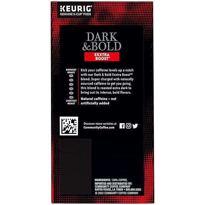 Community Coffee Dark & Bold Exxtra Boost 96 Count Coffee Pods, Compatible with Keurig 2.0 K-Cup