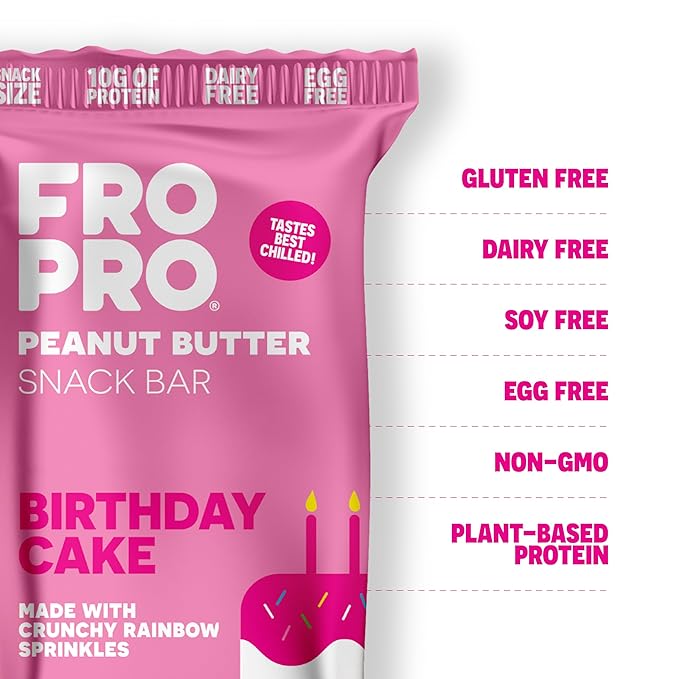 FROPRO Plant Protein Snack Bars - Plant Based Protein Bars, All-Natural, Gluten, Dairy, & Soy Free