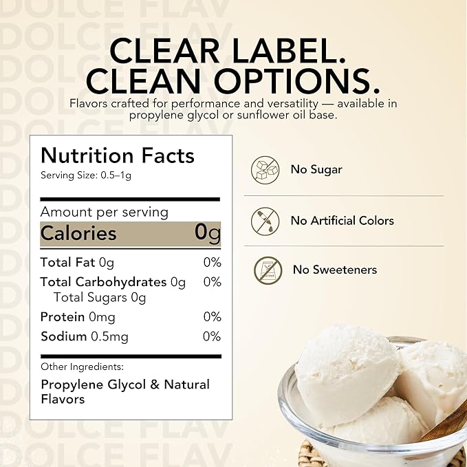 Dolce Flav Vanilla Extract 8 oz ??Kosher, Sugar-Free, Concentrated Vanilla Flavoring for Baking