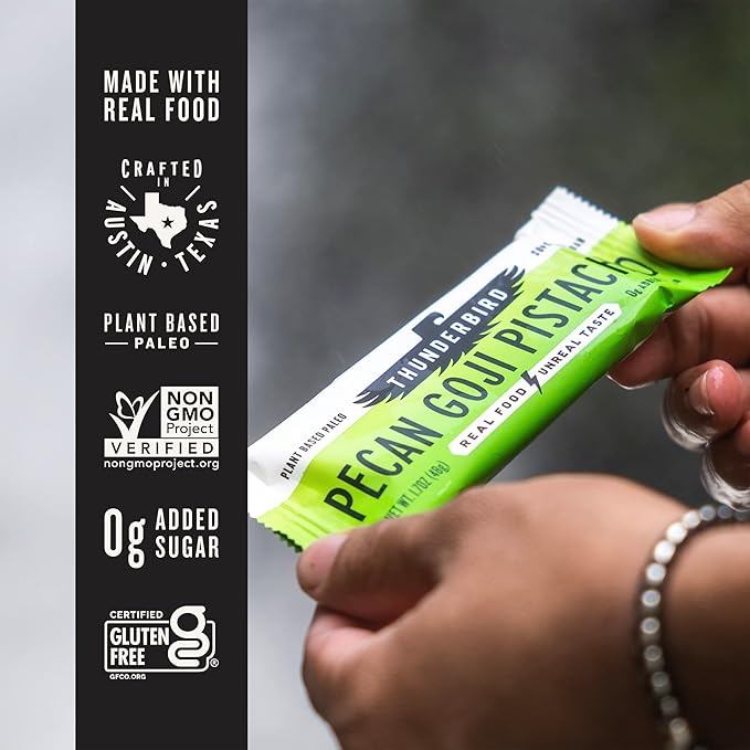 Thunderbird Bars Energy Snack, Gluten-Free with Protein, Healthy Real Food, Vegan Paleo Non-GMO, No