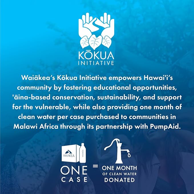 Waiākea - Hawaiian Volcanic Water - Naturally Alkaline Water - pH Range 7.6 to 8.2 - All Natural