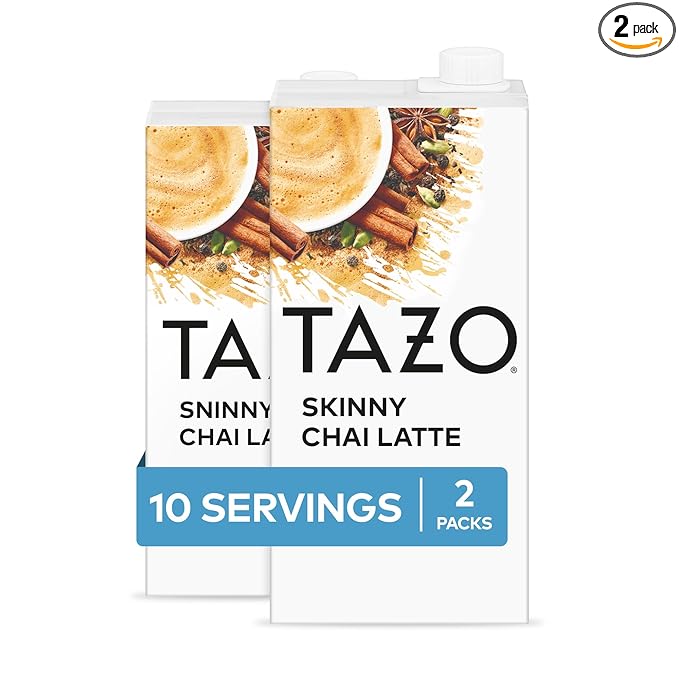 TAZO Skinny Chai Latte Concentrate, Hot or Iced Black Tea, Easy-to-Serve, Everyday Low Calorie