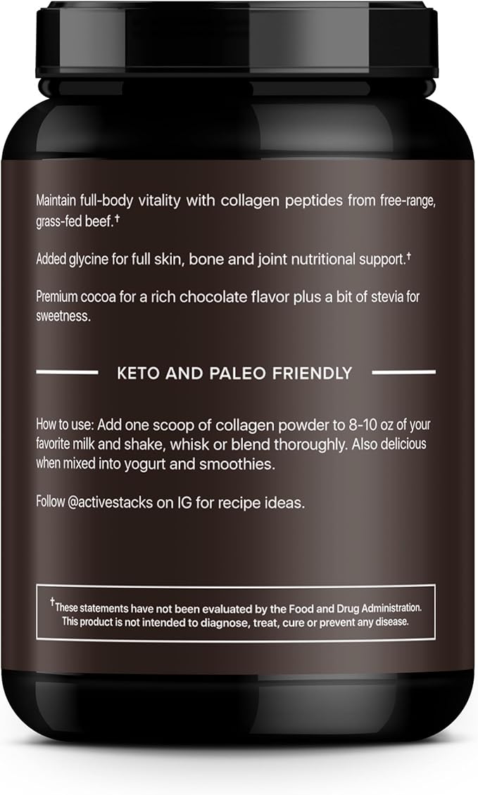 Collagen Peptides Protein Powder, Chocolate - Supports Healthy Hair, Skin, Bones and Joints for Men