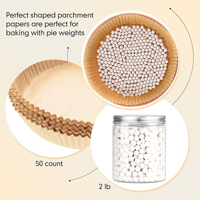 1 Pack White 2 lb Pie Weights for Baking Crust Ceramic Weights Blind Baking Beads with 50 Pcs