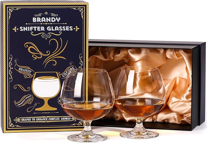 Physkoa 22 oz Large Brandy Snifter Glasses ??Set of 2 Gift Boxed Short Stem Giant Brandy & Cognac