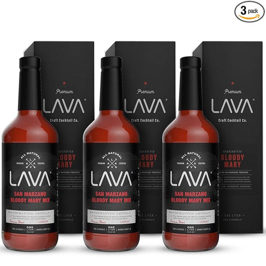 (3 Pack) LAVA Premium Bloody Mary Mix; Italian San Marzano Tomatoes, No Artificial Sweeteners