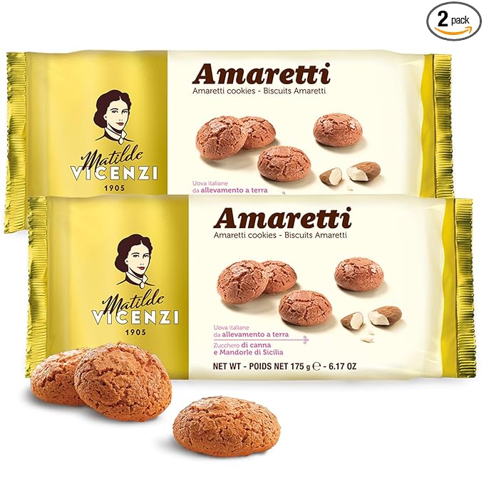 Matilde Vicenzi Amaretti Cookies - Gourmet Italian Crispy Almond Cookies - Bite-Sized Traditional