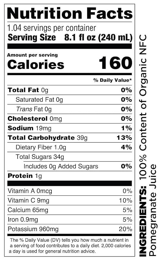 Pure Pomegranate Juice, 8.4 Ounce Bottle (Pack of 12), Cold Pressed Organic Juice, Non-GMO, No