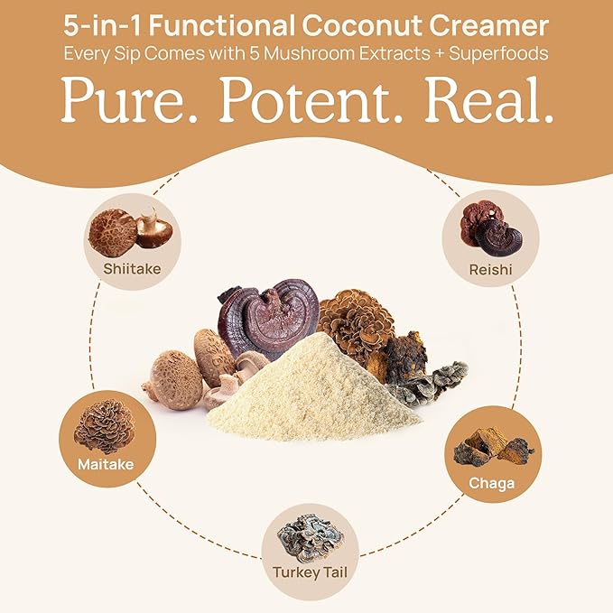Real Mushrooms Functional Coconut Creamer with Reishi, Lucuma & Ceylon Cinnamon ??Organic