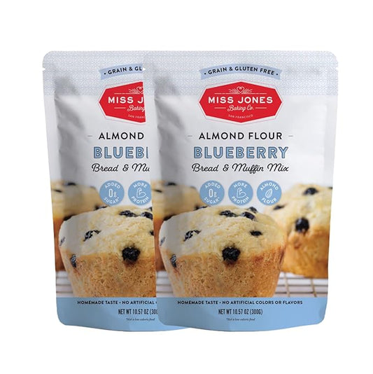 Miss Jones Baking Blueberry Muffin Mix - Almond Flour, Gluten Free, Low Carb, No Sugar Added