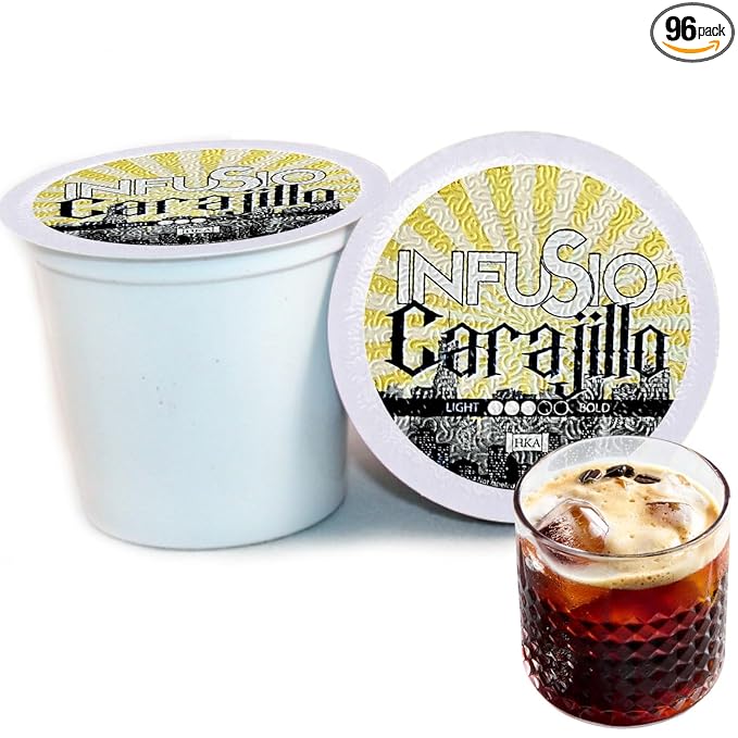 InfuSio Coffee Pods 96 Count Carajillo Flavored Medium Roast Single serve Coffee pods for Keurig K