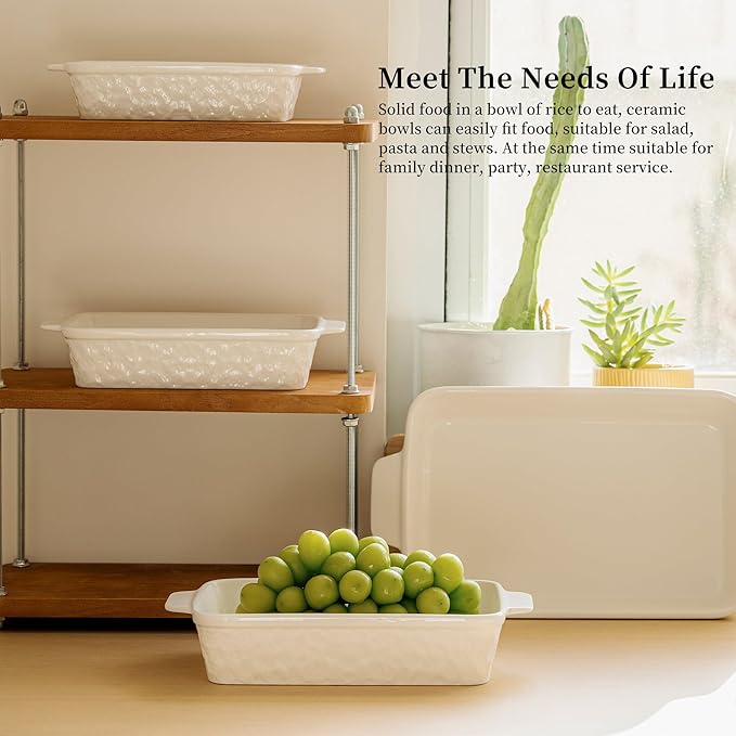 Casserole Dishes for Oven, Baking Dishes, Ceramic Bakeware Sets of 4, Rectangular Baking Pan Set
