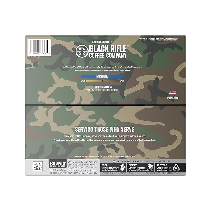 Black Rifle Coffee Company Medium Roast K Cups - Single Serve K Cups Coffee Pods - Kcup Pods