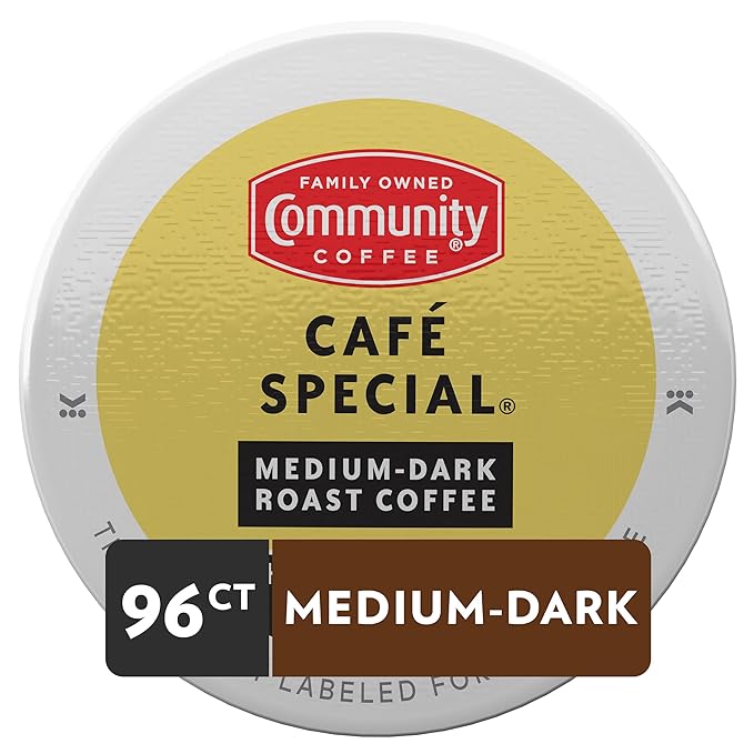 Community Coffee Café Special Medium Dark Roast, 96 Single-Serve Keurig K-Cup Pods, 24 Count (Pack