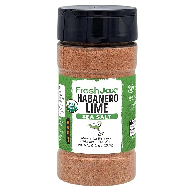 FreshJax Organic Spicy Habanero Lime Seasoning Sea Salt ??9.2?¯oz Large Bottle Hot Sea Salt