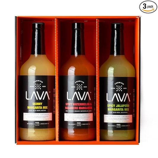 (3 Pack) LAVA Premium Margarita Mix Variety Pack Comes with Spicy Jalapeno, Skinny Margarita, &