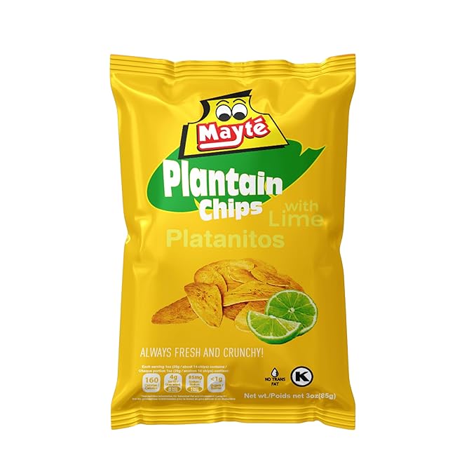 Mayté Plantain Chips – Lemon, 30 Individual Packs (3oz Each) – Non-GMO, Gluten-Free, Kosher