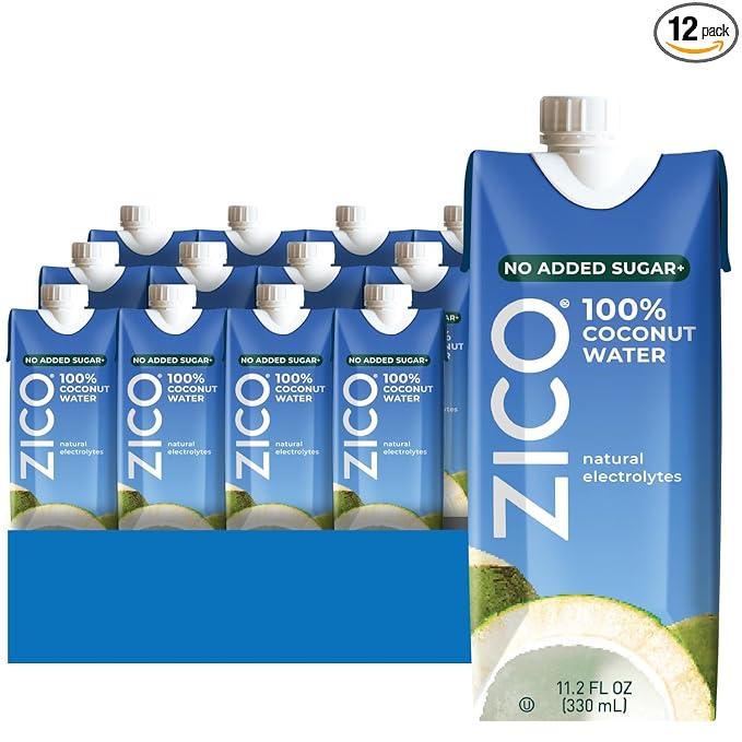 Zico 100% Coconut Water, No added Sugar, Refreshingly Delicious, Hydration with Electrolytes, 11.2