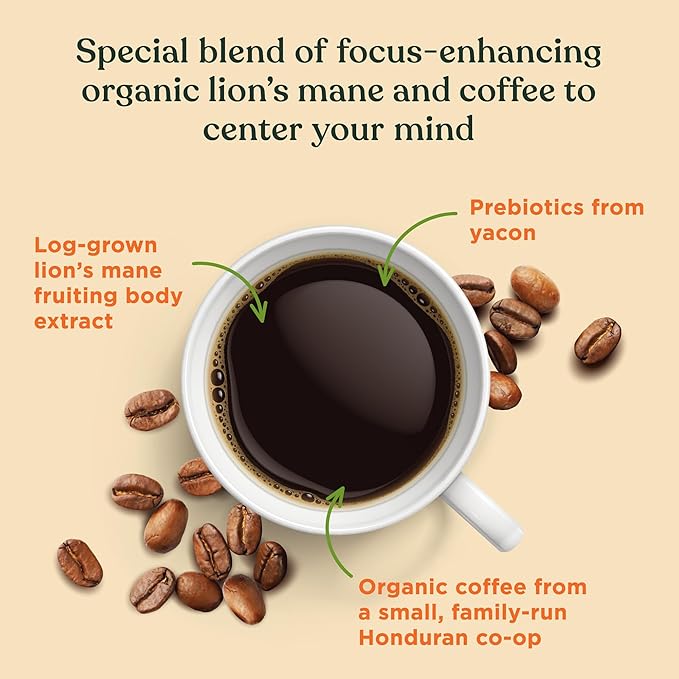 Four Sigmatic Mushroom Coffee K-Cups | Organic Dark Roast Coffee with Lion’s Mane Mushroom Powder &