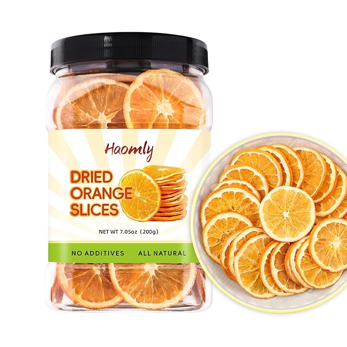Haomly Dehydrated Dried Orange Slices| 200g(7.05oz) | Edible Dried Oranges For Cocktails|Natural