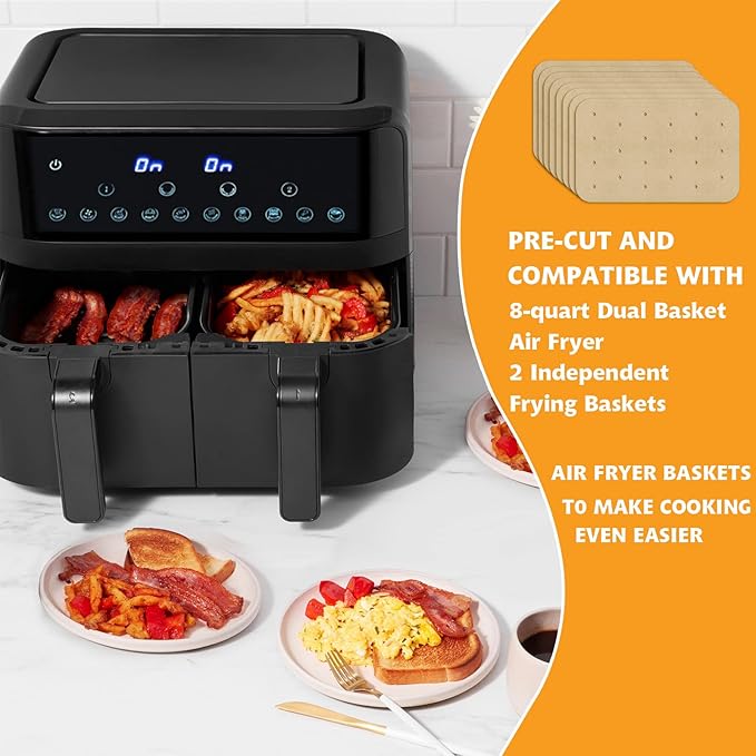 Air Fryer Parchment Paper Liners 200 Sheets - Disposable Liners Compatible With Ninja Foodi