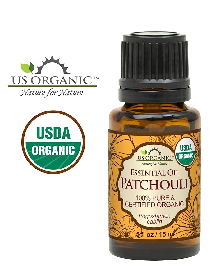 US Organic 100% Pure Patchouli Essential Oil - USDA Certified Organic, Steam Distilled - W/Euro