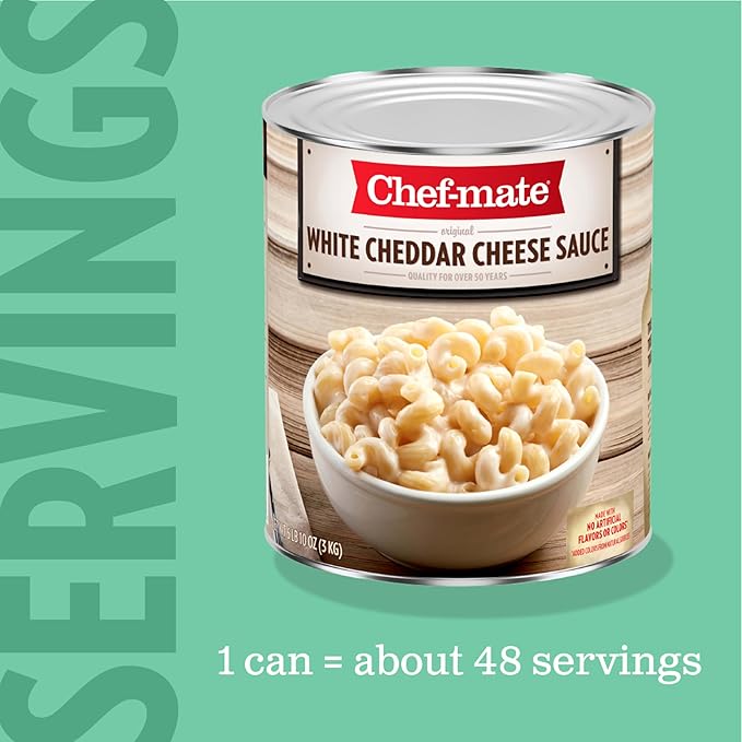 Chef-mate White Cheddar Cheese Sauce and Queso, Canned Food for Mac and Cheese, 6 lb 10 oz (Pack of