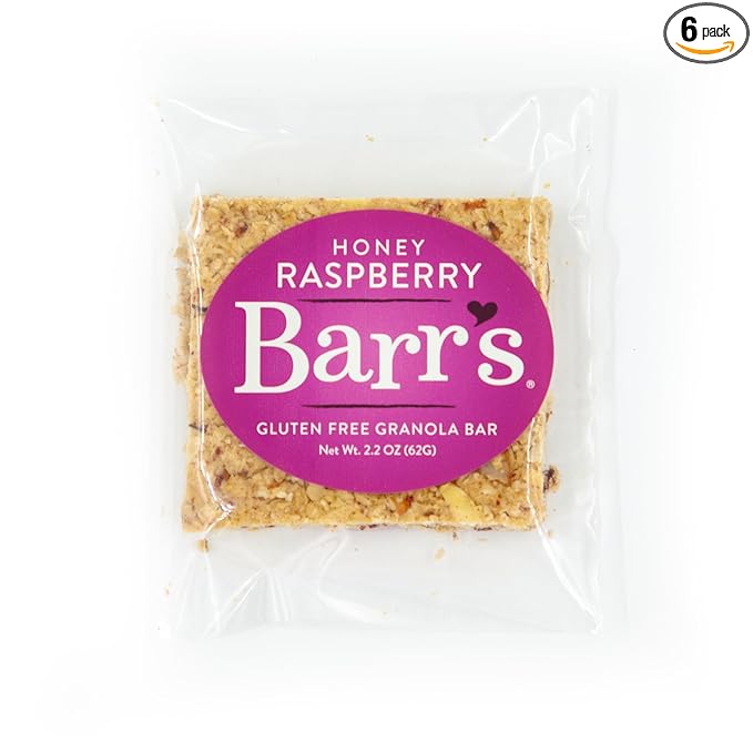Mrs. Barr’s Natural Foods Granola Bars | Honey Raspberry | Certified Organic Gluten Free Oats |
