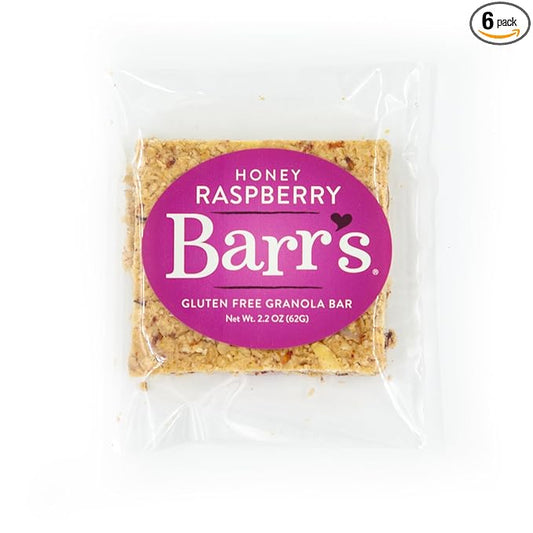Mrs. Barr’s Natural Foods Granola Bars | Honey Raspberry | Certified Organic Gluten Free Oats |