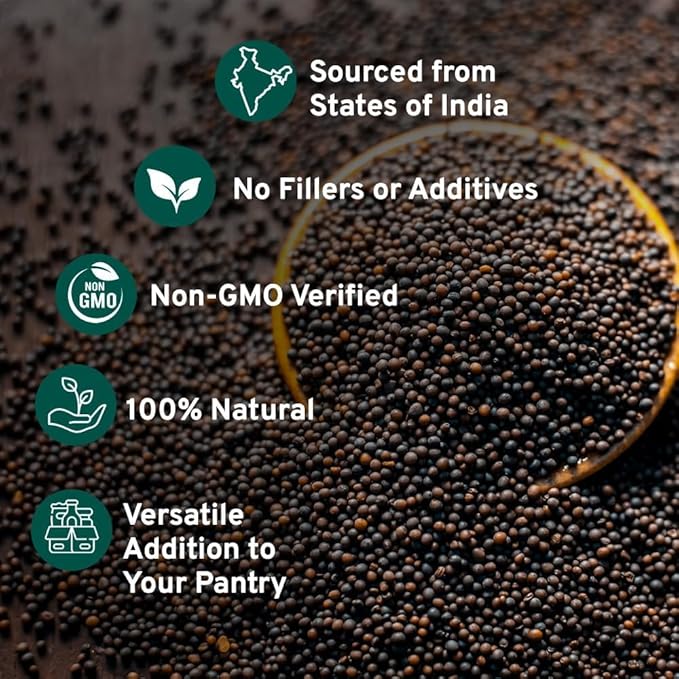 Black Mustard Seeds (397g/14oz), Gluten free, 100% Raw, Sourced from India, Packed in Resealable