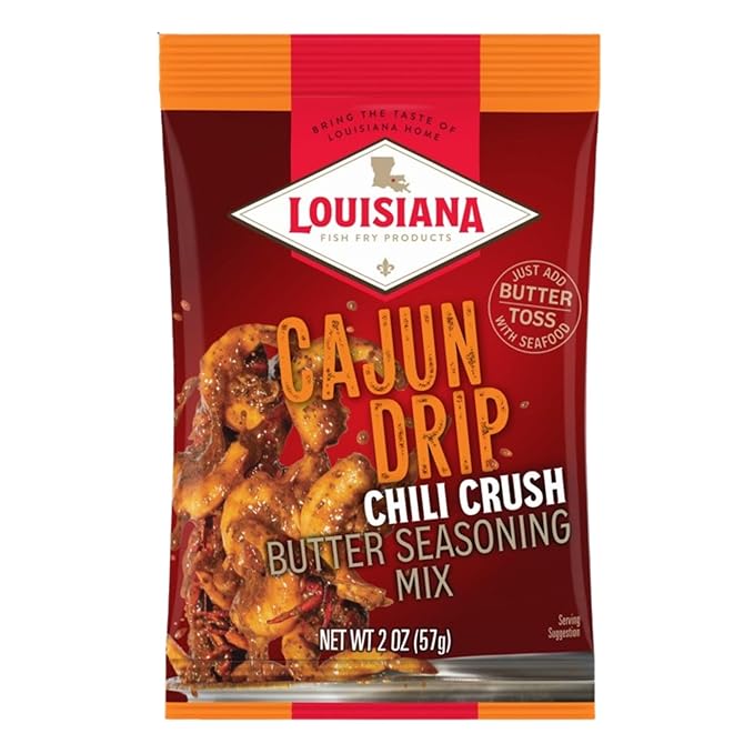 Louisiana Fish Fry Cajun Drip 2oz Bag - Seafood Seasoned Butter Sauce - Elevate your boiled seafood