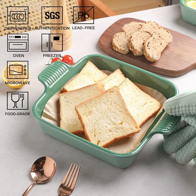 Sweejar Ceramic Baking Dish, 8 x 8 Cake Baking Pan for Brownie, Porcelain Square Bakeware with