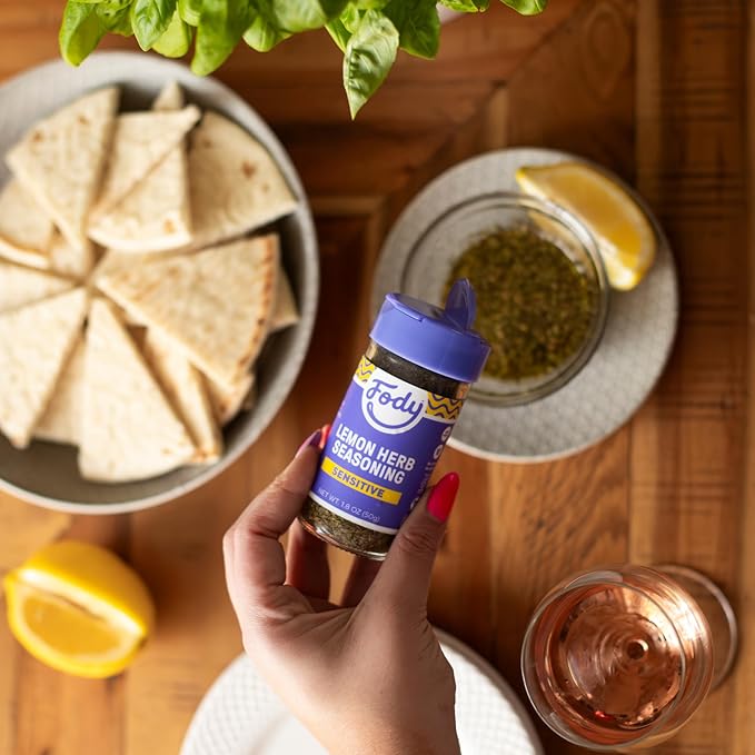 Fody Foods Lemon Herb Seasoning, 1.8 Oz, Garlic and Onion Free, Low FODMAP Certified, Gut & IBS