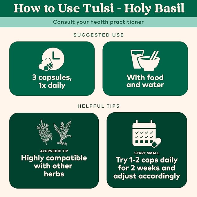 ORGANIC INDIA Tulsi Holy Basil Capsules - Holy Basil Extract - Holy Basil Leaf Supplement, Herbal