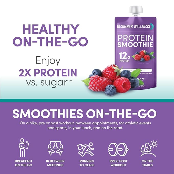 Designer Wellness Protein Smoothie, Real Fruit, 12g Protein, Low Carb, Zero Added Sugar