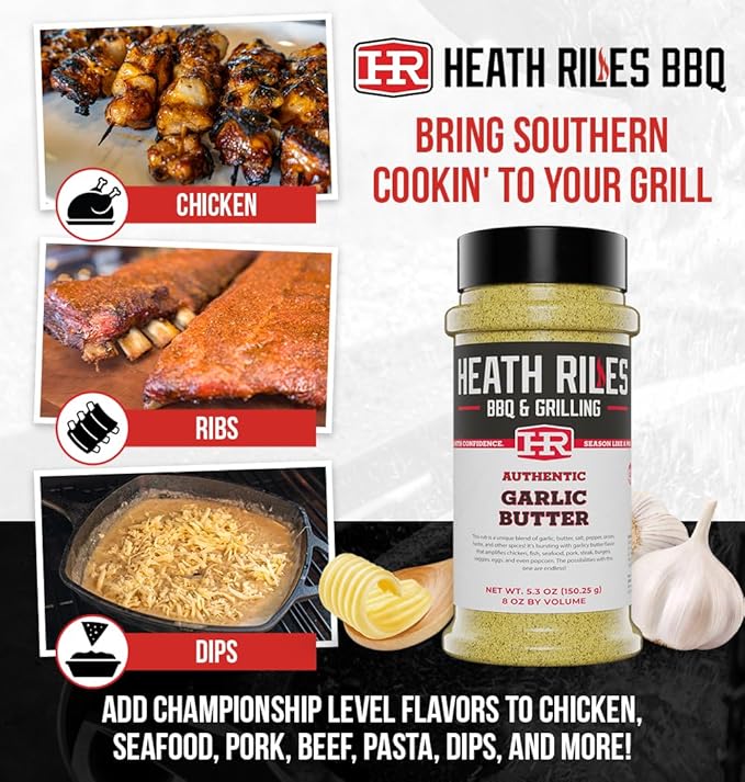 Heath Riles BBQ Rub - Garlic Butter Seasoning, Champion Pitmaster Recipe, Legendary Rubs For