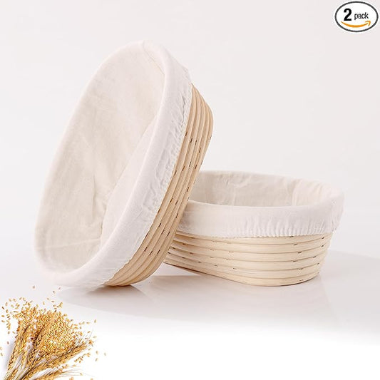 9.8 Inch Banneton Bread Proofing Basket Oval Sourdough Bread Basket Handmade Natural Brown Rattan