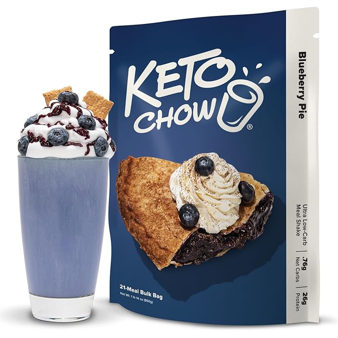 Keto Chow Blueberry Pie - Keto Meal Replacement Shake Powder - Nutritionally Complete - Low Carb