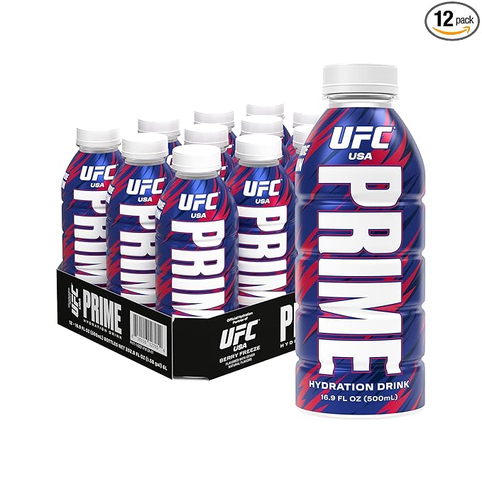 PRIME Hydration UFC, Sports Drinks, Electrolyte Enhanced for Replenishing Fluids, 250mg BCAAs, B
