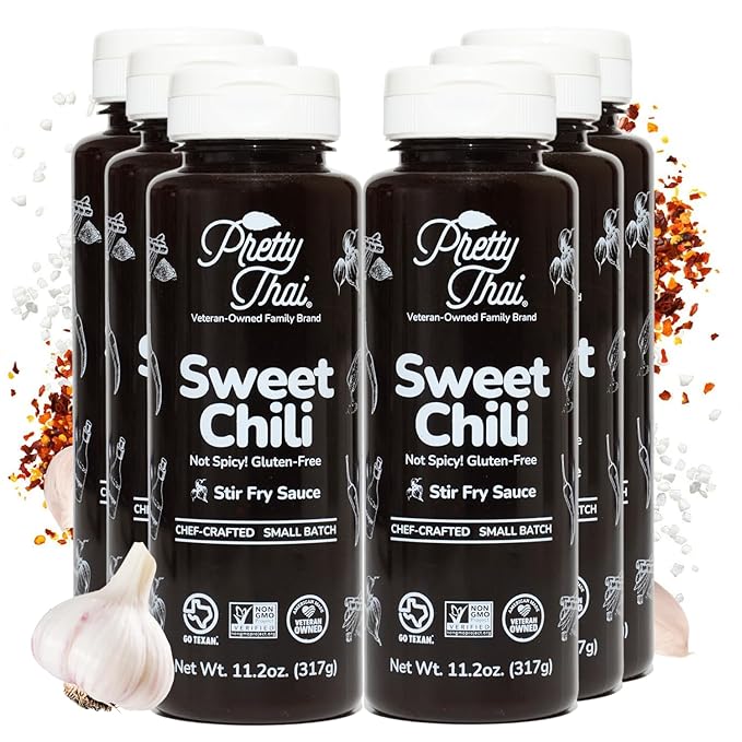Pretty Thai Sweet Chili Sauce, Gluten Free Certified Non-GMO Authentic Vegan Stir Fry, BBQ