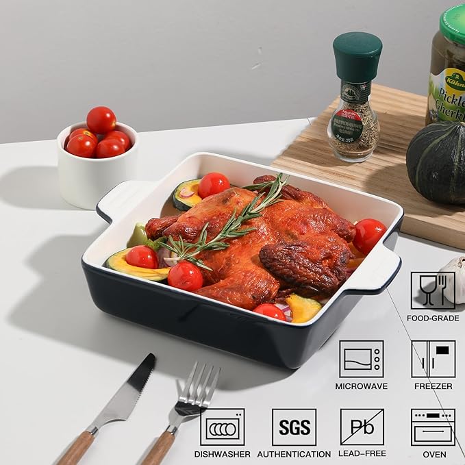 Sweejar Ceramic Baking Dish, 9 x 9 Cake Baking Pan for Brownie, Porcelain Square Bakeware with