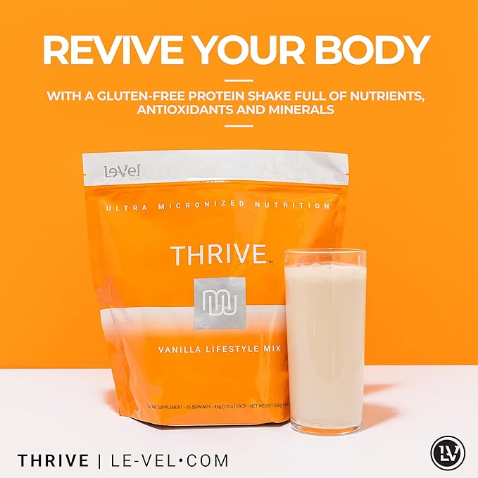 Thrive Protein Shake | 16 Packets (35g Each) | Gluten-Free, Pea Protein, Probiotics, Fiber &