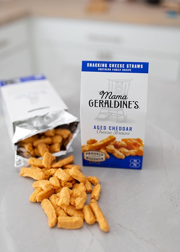 Mama Geraldine's - Aged Cheddar Cheese Straws - 4.5 Ounce, 12 Pack - Crisps, Chips, Gourmet Baked