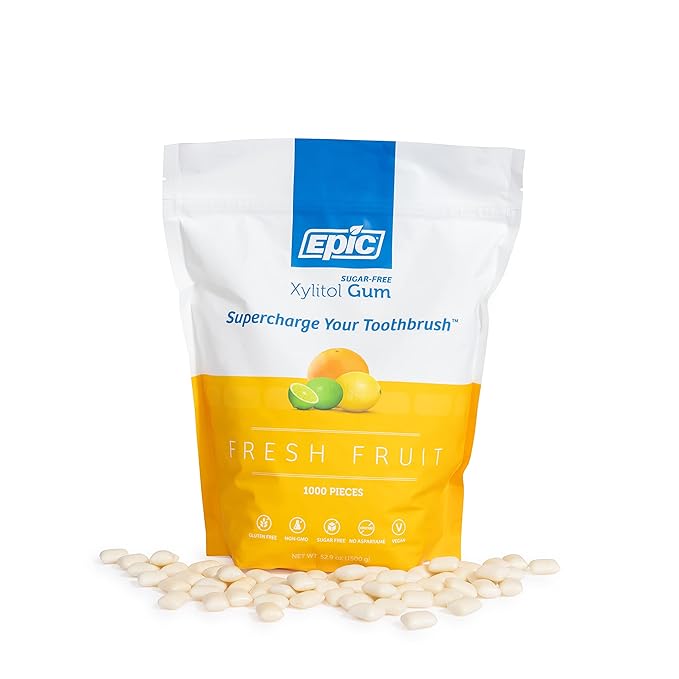 Epic 100% Xylitol Fresh Fruit Chewing Gum - Sugar Free, Aspartame Free Dental Gum - Supports Oral